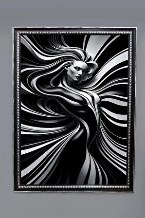 Dekoratif Modern Desenli Çerçeveli Tablo Duvar Tablosu 50x70cm