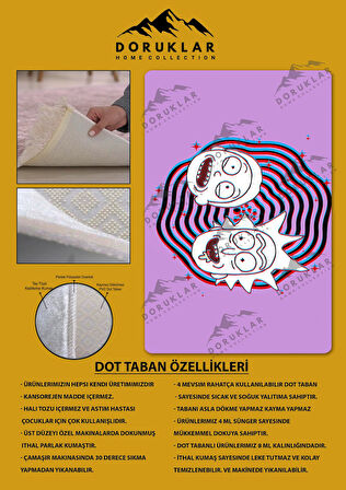 Kaymaz Taban Makinede Yıkanabilir Dijital Baskı Rick And Morty Desenli Çocuk Odası Halısı Dot Taban Halı Rm03