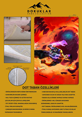Kaymaz Taban Makinede Yıkanabilir Dijital Baskı Invincible Desenli Çocuk Odası Halısı Dot Taban Halı Ic03