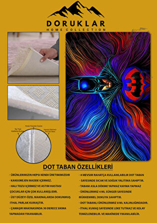 Kaymaz Taban Makinede Yıkanabilir Dijital Baskı Batman Desenli Çocuk Odası Halısı Dot Taban Halı Rhr02