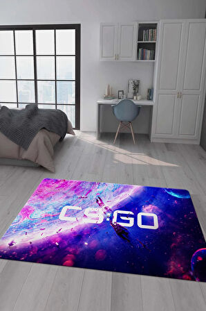 Kaymaz Taban Makinada Yıkanabilir Dijital Baskı CS GO Desenli Çocuk Odası Halısı Dot Taban Halı RHR08