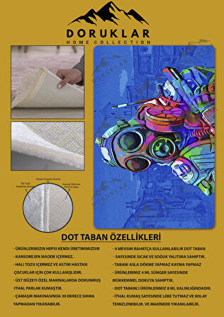 Kaymaz Taban Makinada Yıkanabilir Dijital Baskı CS GO Desenli Çocuk Odası Halısı Dot Taban Halı RHR09