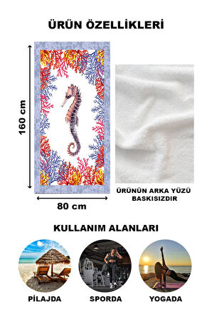 Deniz Atı Desenli Plaj Deniz Havlusu Peştemal 80x160 CM NRM09