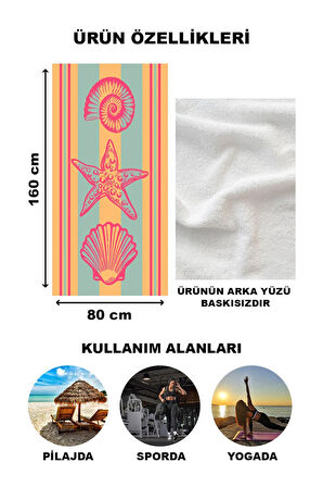 Deniz Yıldızı Desenli Plaj Deniz Havlusu Peştemal 80x160 CM NRM15