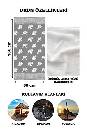 Fil Desenli Plaj Deniz Havlusu Peştemal 80x160 CM NRM02