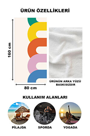 Modern Desenli Plaj Deniz Havlusu Peştemal 80x160 CM Aqua04