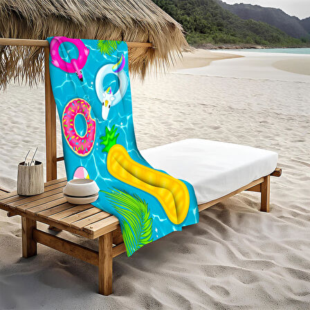 Modern Desenli Plaj Deniz Havlusu Peştemal 80x160 CM Aqua17