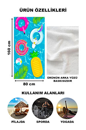 Modern Desenli Plaj Deniz Havlusu Peştemal 80x160 CM Aqua17