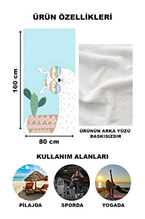 Modern Desenli Plaj Deniz Havlusu Peştemal 80x160 CM Aqua19