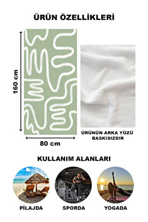Modern Desenli Plaj Deniz Havlusu Peştemal 80x160 CM Aqua26