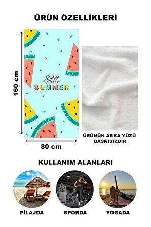 Modern Desenli Plaj Deniz Havlusu Peştemal 80x160 CM Aqua35