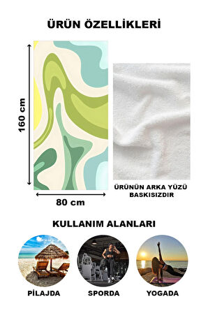Modern Desenli Plaj Deniz Havlusu Peştemal 80x160 CM Aqua42