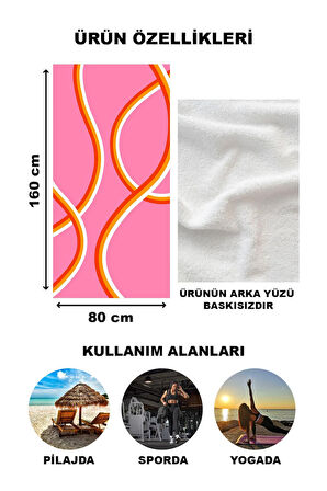 Modern Desenli Plaj Deniz Havlusu Peştemal 80x160 CM Aqua72
