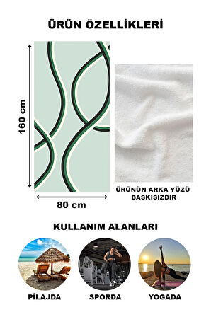 Modern Desenli Plaj Deniz Havlusu Peştemal 80x160 CM Aqua73