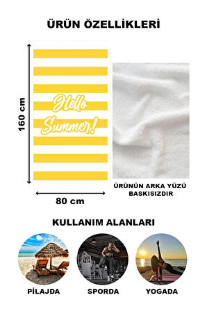 Hello Summer Şerit Desenli Plaj Deniz Havlusu Peştemal 80x160 CM SPC03