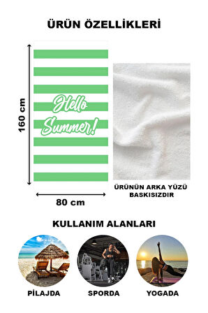 Hello Summer Şerit Desenli Plaj Deniz Havlusu Peştemal 80x160 CM SPC05