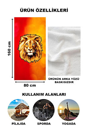 Aslan Desenli Plaj Deniz Havlusu Peştemal 80x160 CM SPC08