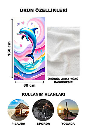 Yunus Balığı Desenli Plaj Deniz Havlusu Peştemal 80x160 CM SPC15
