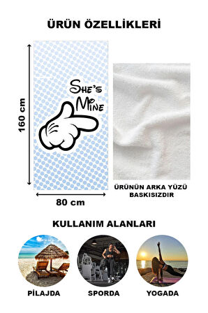 She is Mine Desenli Plaj Deniz Havlusu Peştemal 80x160 CM VTA06