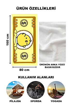 Civcivli Dolar Desenli Plaj Deniz Havlusu Peştemal 80x160 CM VTA26