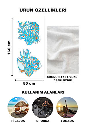 Deniz Taşı Desenli Plaj Deniz Havlusu Peştemal 80x160 CM VTA35