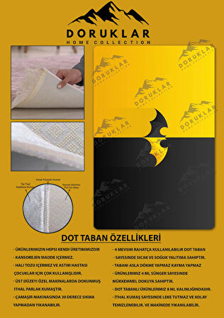 Kaymaz Taban Makinede Yıkanabilir Dijital Baskı Batman Desenli Çocuk Odası Halısı Dot Taban Halı Brk03