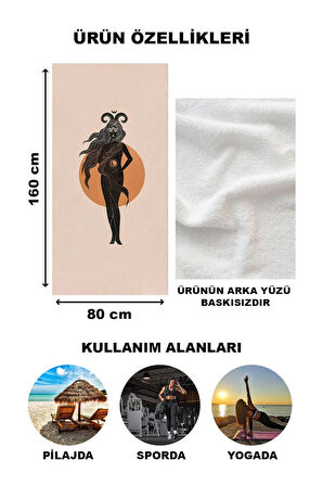 Astroloji Koç Burcu Desenli Plaj Deniz Havlusu Peştamal 80x160 CM AST19