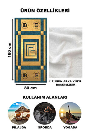 Dekoratif Modern Desenli Plaj Deniz Havlusu Peştamal 80x160 CM LUX39