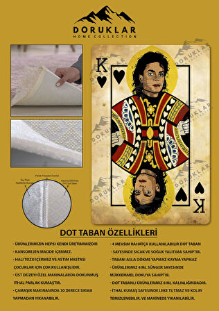 Kaymaz Taban Makinede Yıkanabilir Dijital Baskı Retro Desenli Çocuk Genç Odası Halısı Dot Taban Halı Rtr06