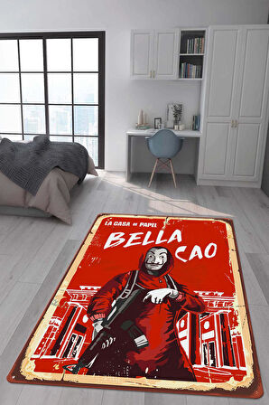 Kaymaz Taban Makinede Yıkanabilir Dijital Baskı Retro Desenli Çocuk Genç Odası Halısı Dot Taban Halı Rtr07