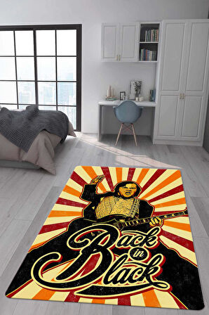 Kaymaz Taban Makinede Yıkanabilir Dijital Baskı Retro Desenli Çocuk Genç Odası Halısı Dot Taban Halı Rtr11