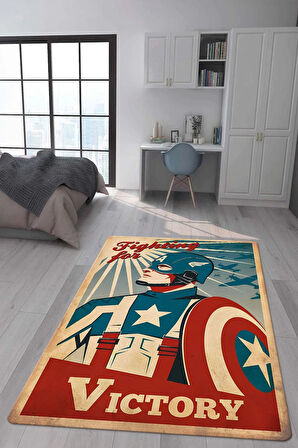 Kaymaz Taban Makinede Yıkanabilir Dijital Baskı Retro Desenli Çocuk Genç Odası Halısı Dot Taban Halı Rtr12