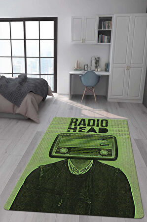 Kaymaz Taban Makinede Yıkanabilir Dijital Baskı Retro Desenli Çocuk Genç Odası Halısı Dot Taban Halı Rtr24
