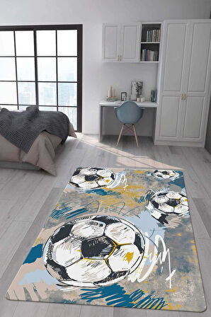 Kaymaz Taban Makinede Yıkanabilir Dijital Baskı Modern Desenli Çocuk Genç Odası Halısı Dot Taban Halı Wld01