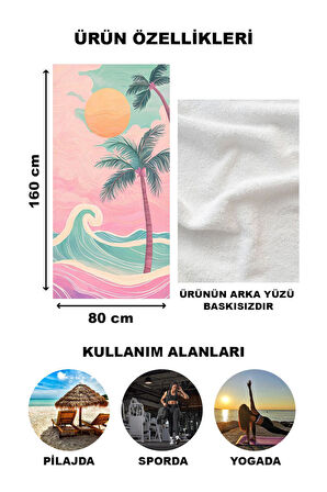 Dekoratif Modern Desenli Plaj Deniz Havlusu Peştamal 80x160 CM PSM06