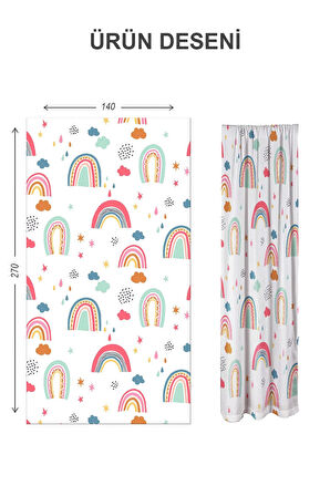 Dijital Baskı Yıkanabilir Dekoratif Modern Desenli 2 Kanat Bebek ve Çocuk Odası Fon Perdesi RB01