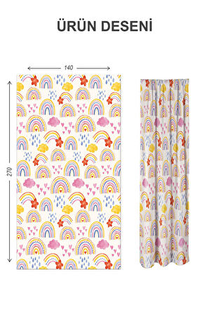 Dijital Baskı Yıkanabilir Dekoratif Modern Desenli 2 Kanat Bebek ve Çocuk Odası Fon Perdesi RB03