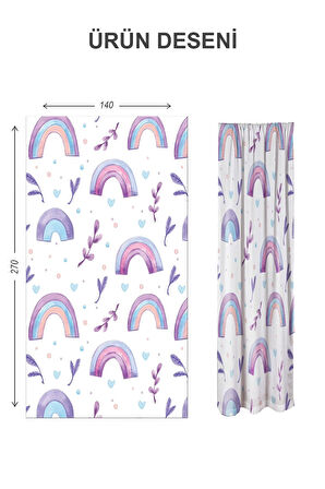 Dijital Baskı Yıkanabilir Dekoratif Modern Desenli 2 Kanat Bebek ve Çocuk Odası Fon Perdesi RB05
