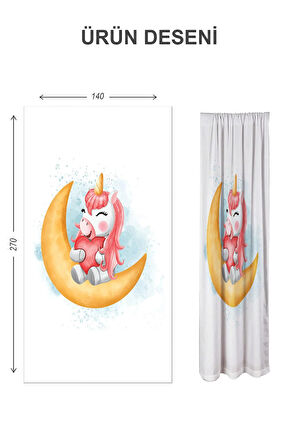 Dijital Baskı Yıkanabilir Dekoratif Modern Desenli 2 Kanat Bebek ve Çocuk Odası Fon Perdesi RB08