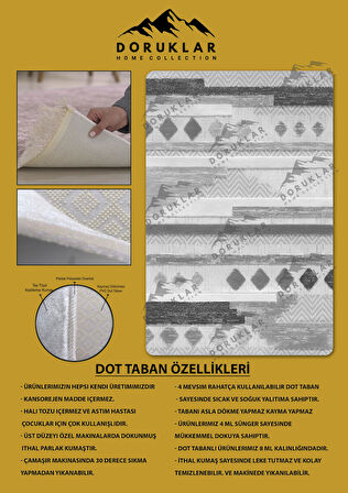 Kaymaz Taban Yıkanabilir Dijital Baskı Dekoratif Modern Desenli Dot Taban Halı Nes V2 Serisi NES025