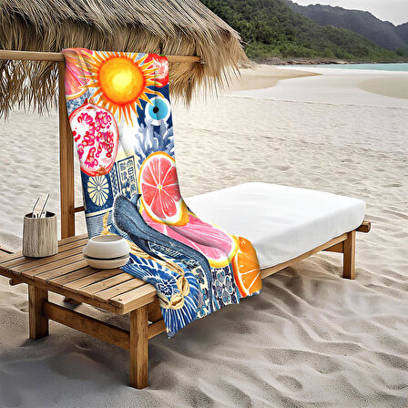 Dekoratif Modern Desenli Plaj Deniz Havlusu Peştamal 80x160 CM NRM20