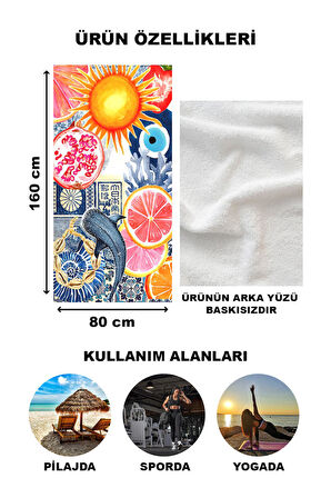 Dekoratif Modern Desenli Plaj Deniz Havlusu Peştamal 80x160 CM NRM20