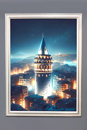 Galata Kulesi Desenli Çerçeveli Duvar Tablosu 50x70cm İstanbul04