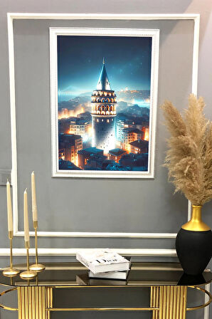 Galata Kulesi Desenli Çerçeveli Duvar Tablosu 50x70cm İstanbul04