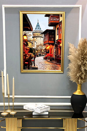 Galata Kulesi Desenli Çerçeveli Duvar Tablosu 50x70cm İstanbul08