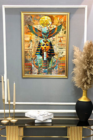Antik Mısır Desenli Çerçeveli Duvar Tablosu 50x70cm MISIR16