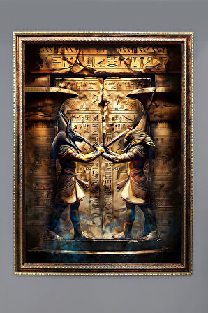 Antik Mısır Desenli Çerçeveli Duvar Tablosu 50x70cm MISIR17