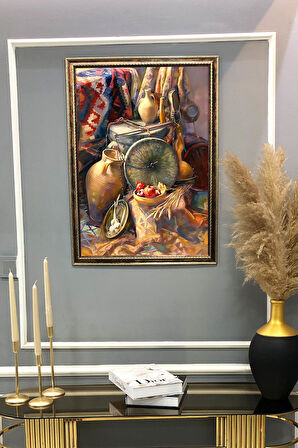 Natürmort Desenli Çerçeveli Duvar Tablosu 50x70cm NAT10