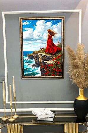 Dekoratif Modern Desenli Çerçeveli Duvar Tablosu 50x70cm RÜYA12