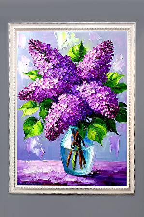 Dekoratif Modern Çiçek Desenli Çerçeveli Duvar Tablosu 50x70cm FLOWER03